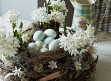 Пасхальные гнезда с весенними цветами 