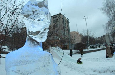 В Киеве появились замерзшие цветы